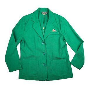 VINTAGE WOMEN'S GREEN UNLINED BLAZER JACKET - BRELI ORIGINALS - SIZE 6